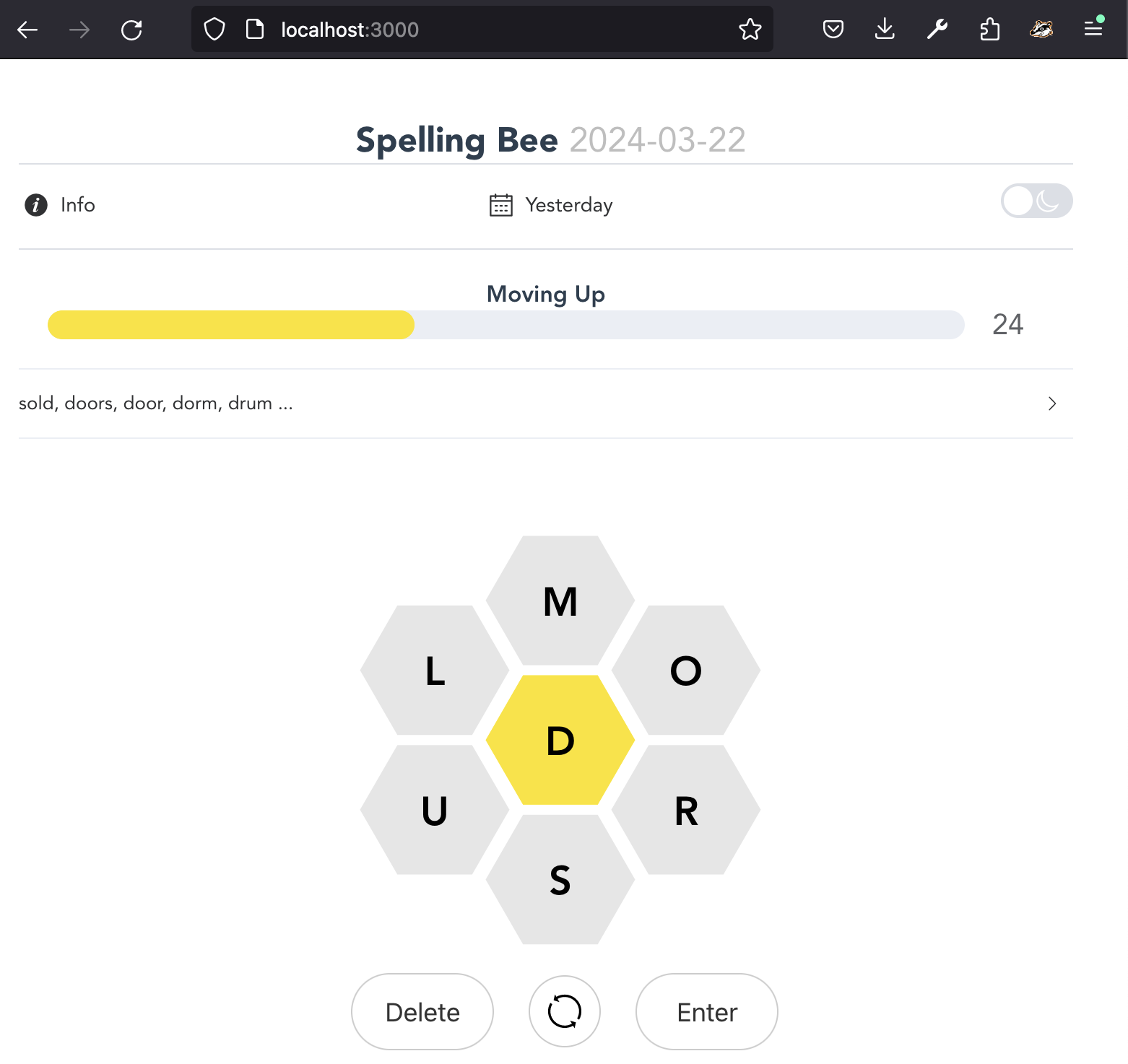 Honeycomb word guessing game
