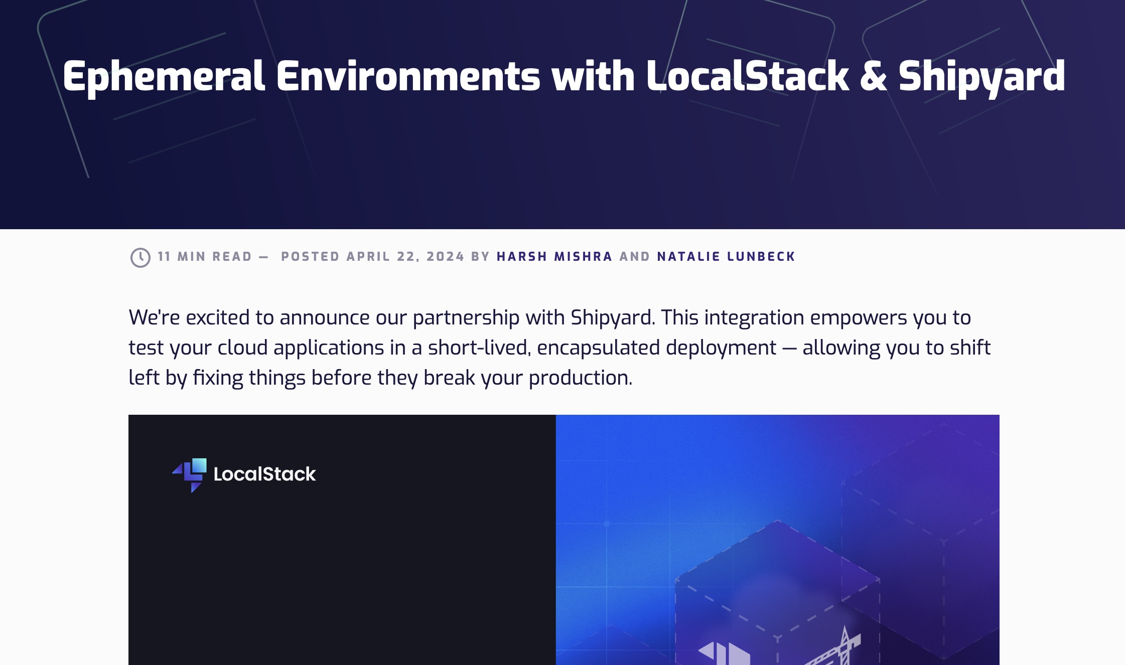 LocalStack and Shipyard partnership post